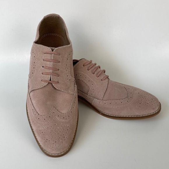 ASOS DESIGN  Pink Suede Wingtip Oxford - Picture 1 of 16